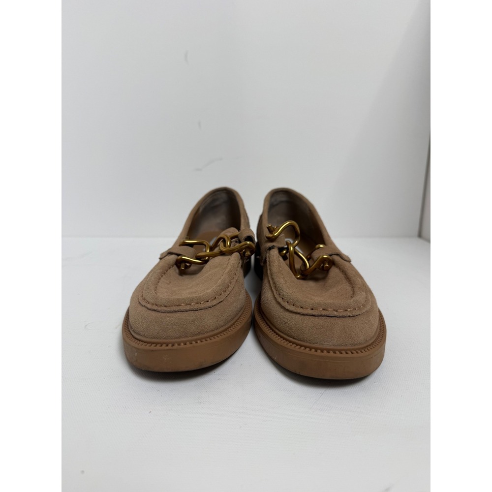 Steve Madden Tan Suede Chain Link Loafers Womens Lug Sole Slip On Shoes Sand - Picture 3 of 12